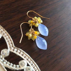 K14GF Blue Chalcedony and Yellow Opal Earrings 第8張的照片