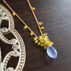 K14GF Blue Chalcedony and Yellow Opal necklace 第2張的照片