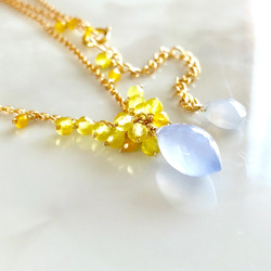 K14GF Blue Chalcedony and Yellow Opal necklace 第3張的照片