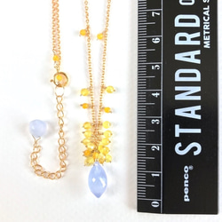 K14GF Blue Chalcedony and Yellow Opal necklace 第4張的照片