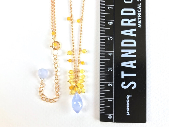 K14GF Blue Chalcedony and Yellow Opal necklace 第4張的照片