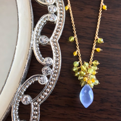 K14GF Blue Chalcedony and Yellow Opal necklace 第7張的照片