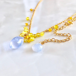 K14GF Blue Chalcedony and Yellow Opal necklace 第8張的照片