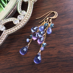 K14GF Iolite and blue gemstones earrings 第2張的照片