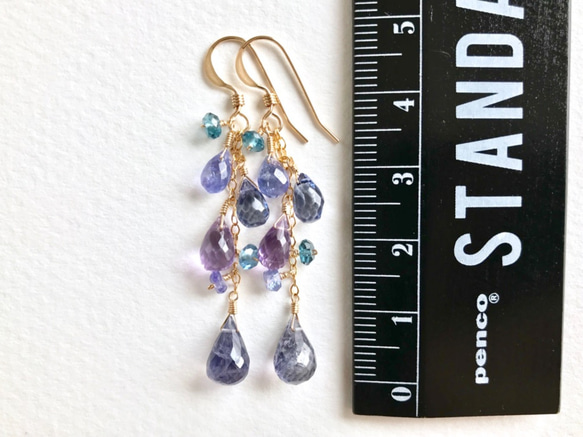 K14GF Iolite and blue gemstones earrings 第4張的照片