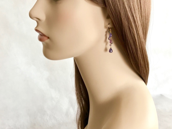 K14GF Iolite and blue gemstones earrings 第5張的照片