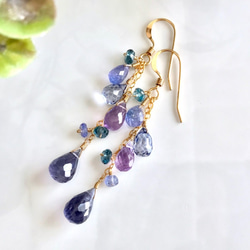 K14GF Iolite and blue gemstones earrings 第7張的照片