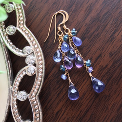 K14GF Iolite and blue gemstones earrings 第8張的照片