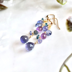 K14GF Iolite and blue gemstones earrings 第9張的照片