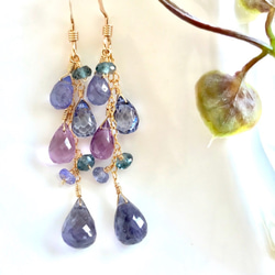 K14GF Iolite and blue gemstones earrings 第10張的照片