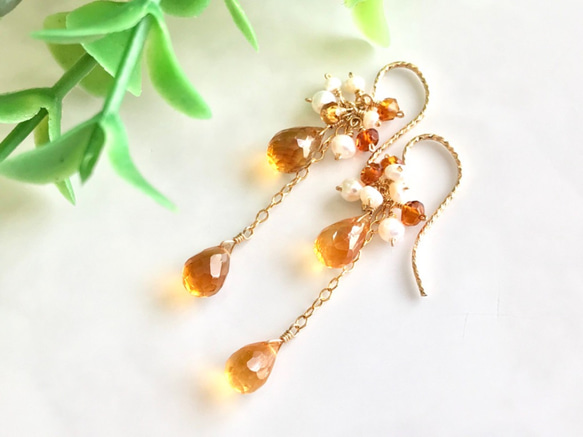 K14GF Golden citrine Earrings 第1張的照片