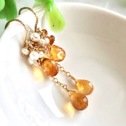 K14GF Golden citrine Earrings 第7張的照片