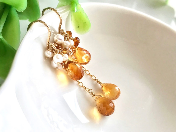 K14GF Golden citrine Earrings 第7張的照片