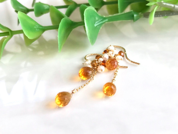 K14GF Golden citrine Earrings 第9張的照片