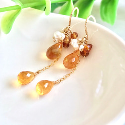 K14GF Golden citrine Earrings 第10張的照片