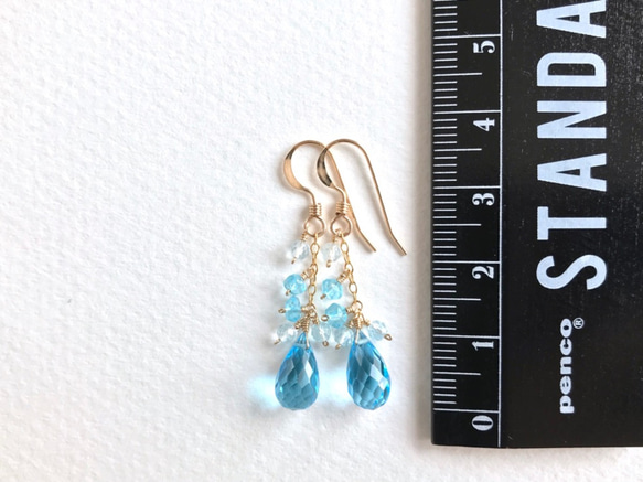 K14GF Swiss Blue Topaz Earrings 第4張的照片