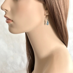 K14GF Swiss Blue Topaz Earrings 第5張的照片