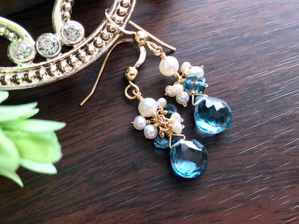 K14GF London Blue Topaz Earrings 第2張的照片