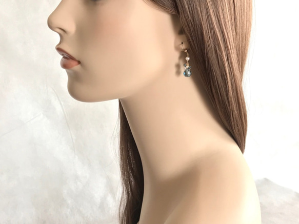 K14GF London Blue Topaz Earrings 第5張的照片