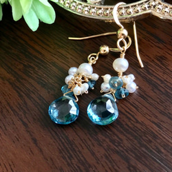 K14GF London Blue Topaz Earrings 第8張的照片