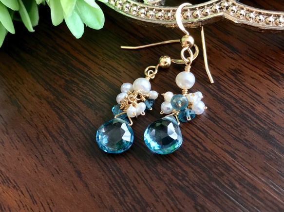 K14GF London Blue Topaz Earrings 第8張的照片