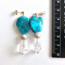 K14GF Turquoise and crystal earrings 第4張的照片