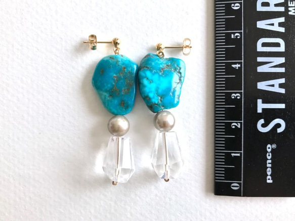 K14GF Turquoise and crystal earrings 第4張的照片