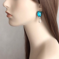 K14GF Turquoise and crystal earrings 第5張的照片
