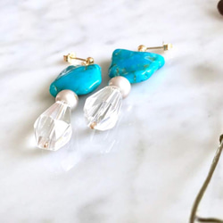 K14GF Turquoise and crystal earrings 第9張的照片