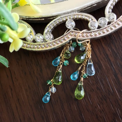 K14GF Peridot and apatite asymmetry Earrings 第2張的照片