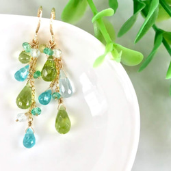 K14GF Peridot and apatite asymmetry Earrings 第10張的照片