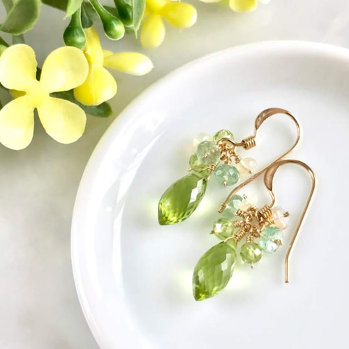 初売り 福袋 14kgf ペリドットのプチ ピアス/イヤリング Chartreuse ピアス ピアス