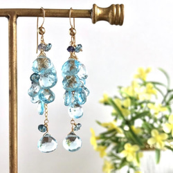 K14GF Sky Blue Topaz Earrings 第1張的照片