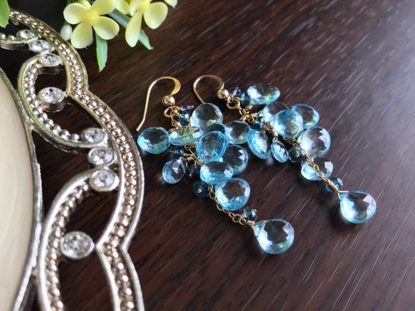 K14GF Sky Blue Topaz Earrings 第2張的照片