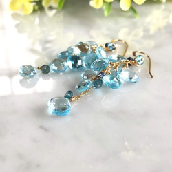 K14GF Sky Blue Topaz Earrings 第3張的照片