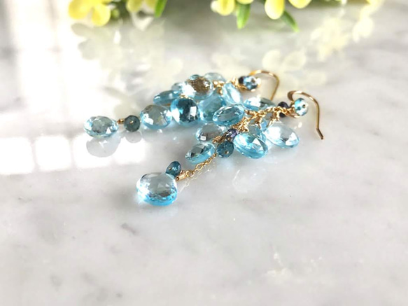 K14GF Sky Blue Topaz Earrings 第3張的照片