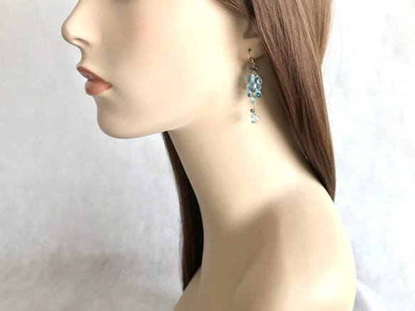 K14GF Sky Blue Topaz Earrings 第4張的照片