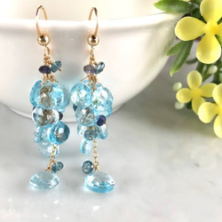 K14GF Sky Blue Topaz Earrings 第7張的照片