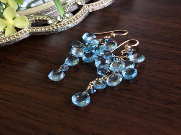 K14GF Sky Blue Topaz Earrings 第8張的照片