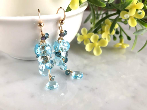 K14GF Sky Blue Topaz Earrings 第10張的照片