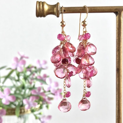 K14GF Pink Topaz Earrings 第1張的照片