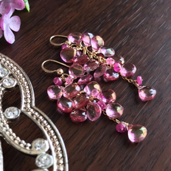 K14GF Pink Topaz Earrings 第2張的照片