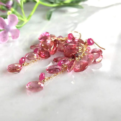 K14GF Pink Topaz Earrings 第3張的照片