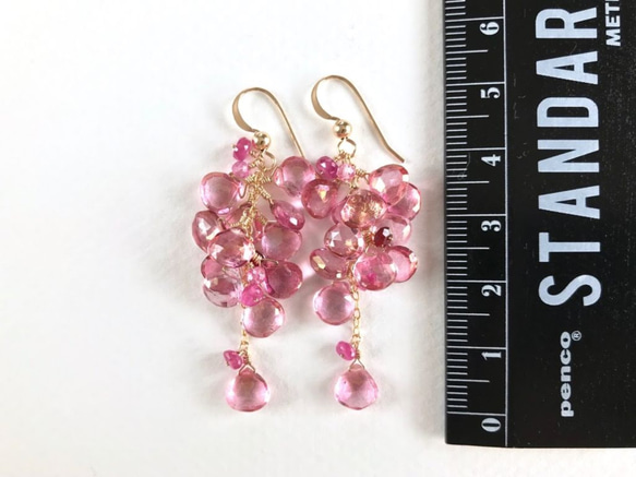 K14GF Pink Topaz Earrings 第4張的照片