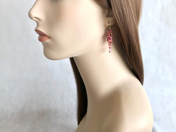 K14GF Pink Topaz Earrings 第5張的照片