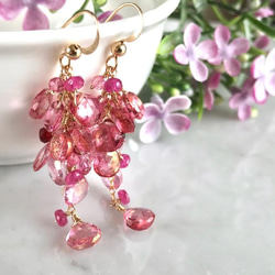 K14GF Pink Topaz Earrings 第7張的照片