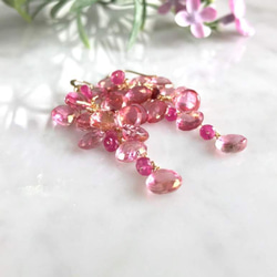 K14GF Pink Topaz Earrings 第9張的照片