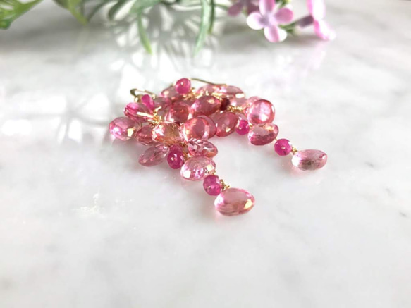 K14GF Pink Topaz Earrings 第9張的照片