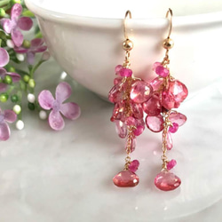 K14GF Pink Topaz Earrings 第10張的照片