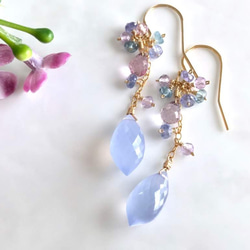 K14GF Natural Blue Chalcedony Earrings 第1張的照片